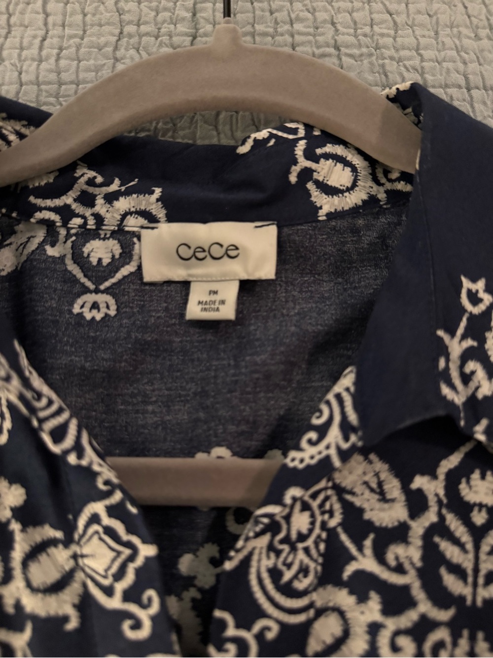 Petite Medium Navy Blue Printed Tie-Waist Dress - Picture 4 of 7